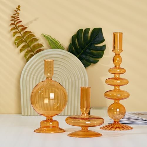 Glass Candle Holders for Table Centerpiece