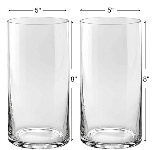 Glass Cylinder Vases - Multi-use: Pillar Candle, Floating Candles Holders or Flower Vase
