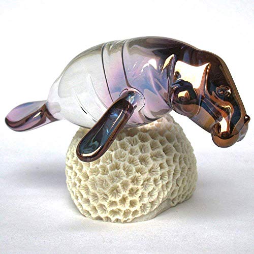 Glass Manatee Figurine on Coral
