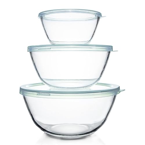 Glass Mixing Bowl with Lids Set