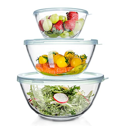 Glass Mixing Bowls with Lids Set