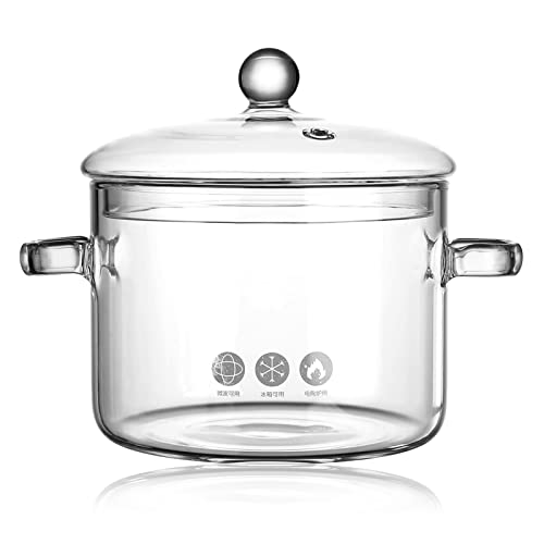 Glass Saucepan with Cover, 1.5L/50 FL OZ Heat-resistant Glass Stovetop Pot  and Pan with Lid, The Best Handmade Glass Cookware Set Cooktop Safe for  Pasta Noodle, Soup, Milk, Baby Food 