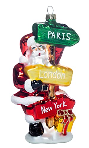 Glass Travel Santa Ornaments