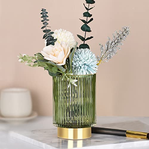 Glass Vase with Gold-Tone Metal Base