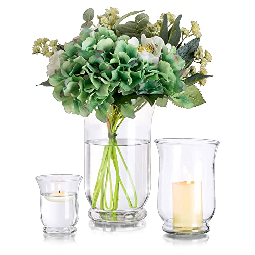 Glass Vases Hurricane Candle Holder Set of 3