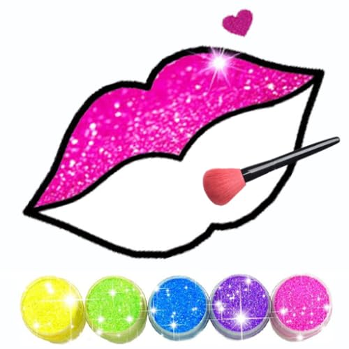 Glitter Lips Coloring Game with Makeup Brush Set