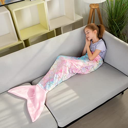 Glittering Mermaid Tail Blanket for Toddlers Girls