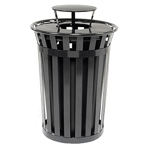 Global 36 Gallon Outdoor Metal Slatted Trash Receptacle