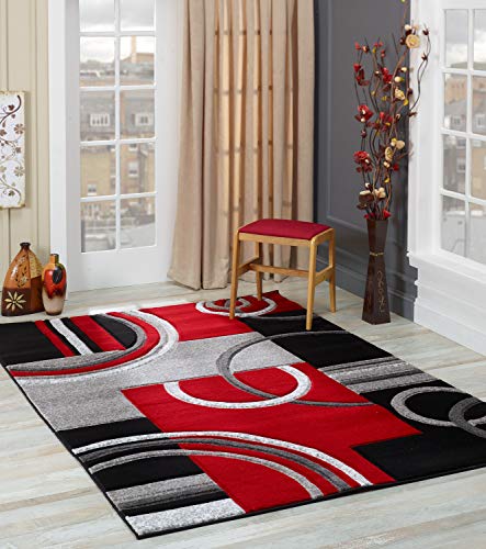 GLORY RUGS Modern 5x7 Red Soft Hand Carved Area Rug