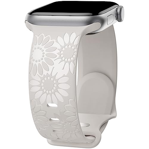Glossy Sunflower Engraved Apple Watch Band for Women