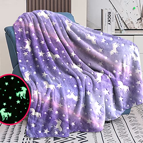 Glow in The Dark Unicorn Throw Blanket