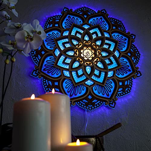 Glowing Lotus Flower Wall Art Decor with LED Light