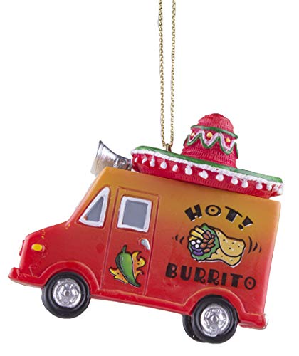 Gnz Super Cute Hot! Burrito Taco Truck w/Sombrero Christmas/Everyday Ornament