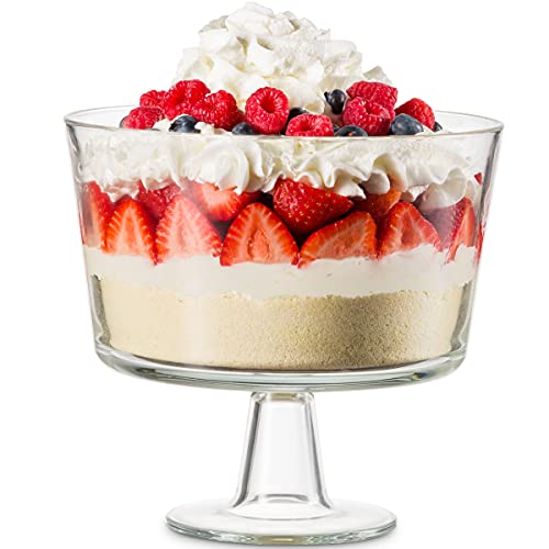 Godinger Trifle Bowl, Fruit Bowl, Italian Made Crystal Glass Footed Trifle Bowls, Dessert Display Cake Stand - Made in Italy