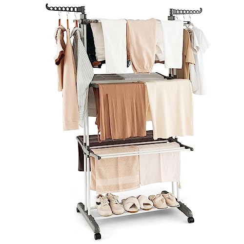 GOFLAME 4-Tier Clothes Drying Rack with Rotatable Side Wings