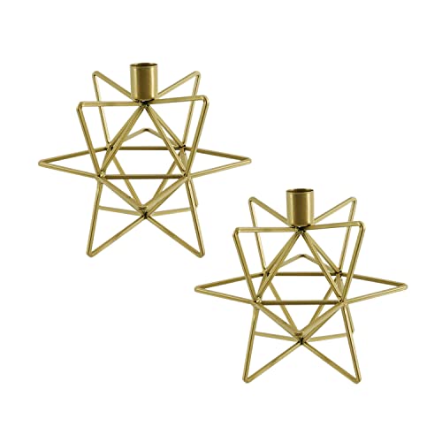 Gold Candle Holder Set - Elegant Geometric Centerpiece Decor