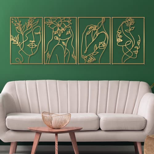 Gold Floral Lady Wall Art Decor