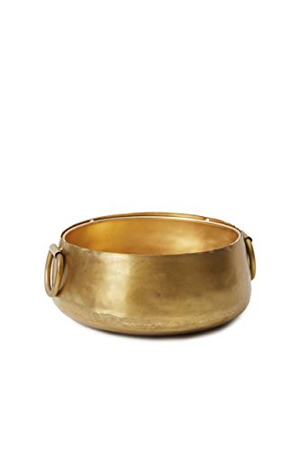 Gold Iron Handi Bowl with Handle - Large Centerpiece Bowl