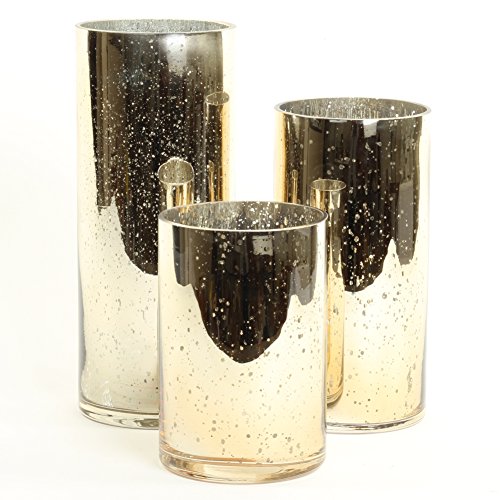 Gold Mercury Glass Cylinder Vases Set of 3