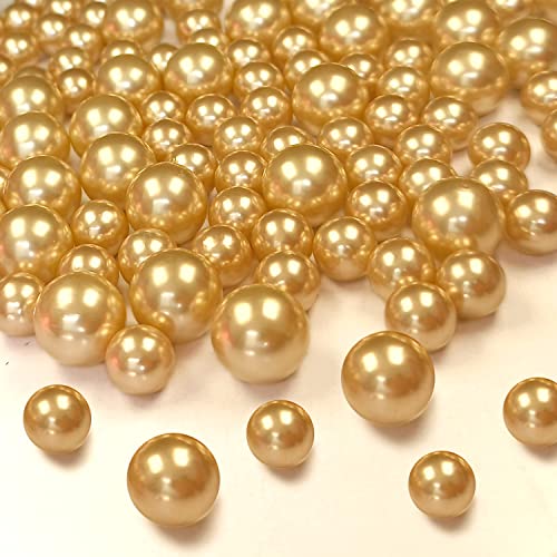 Gold Pearl Beads for Vase Filler Makeup Beads for Brushes Holder
