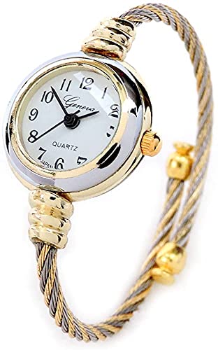 Gold Silver Cable Band Ladies Bangle Cuff Watch