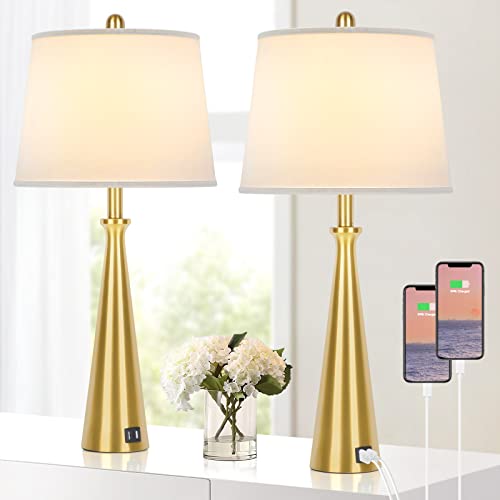 Gold Table Lamps with USB Charging Ports