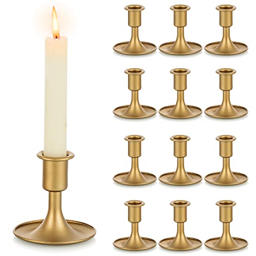 Gold Taper Candle Holder Set - Elegant Table Decor