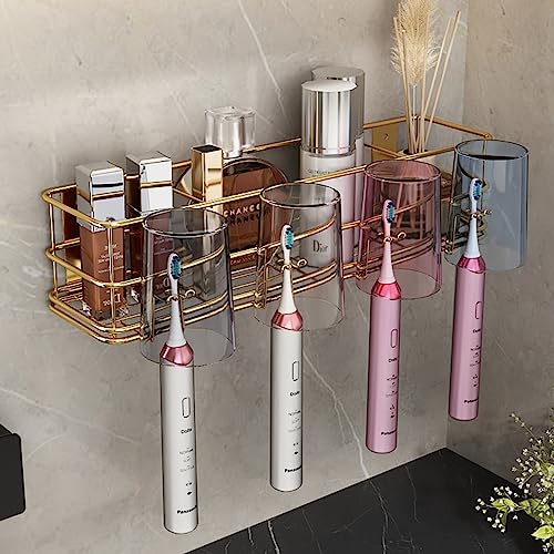 Gold Toothbrush Holder with Bathroom Organizer Set