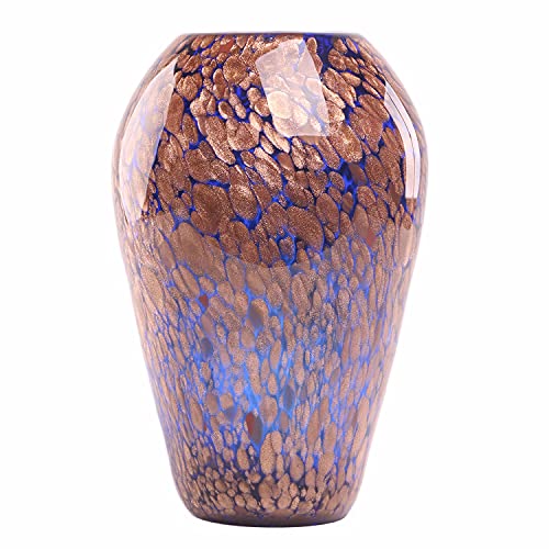Gold Vase Blue Glass Table Decor