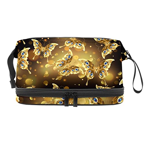 Golden Butterflies Makeup Bag for Women Cosmetic Case