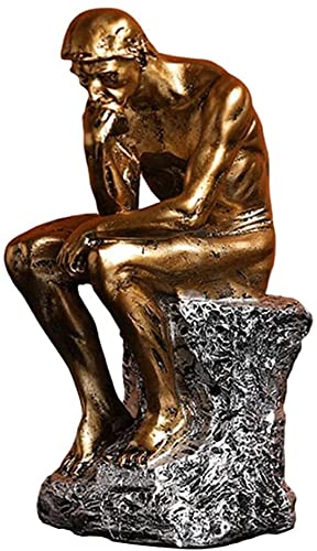 Golden Thinker Statue for Home Office Desktop Crafts Gifts