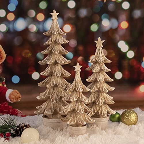 GOLDFENG Christmas Decorations Indoor Tree Figurine 3Pcs