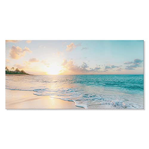 Goldfoilart Beach Wall Art Sunset Pictures Ocean Prints Romantic Sea Coastal Waves Canvas Paintings