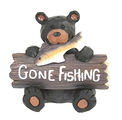 Gone Fishing Black Bear Figurine