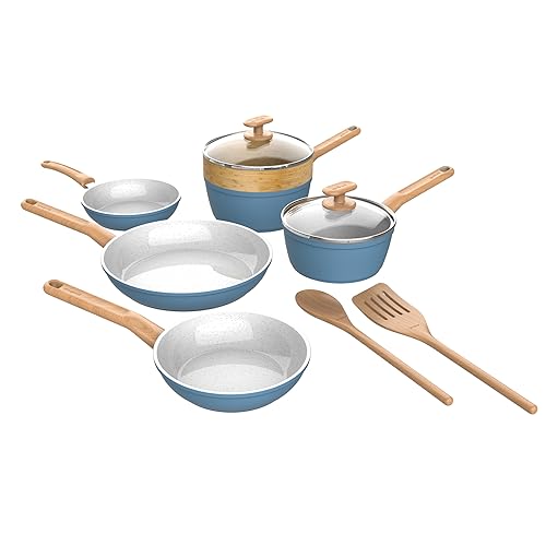GoodCook 10-Piece Healthy Ceramic Cookware Set, Light Blue