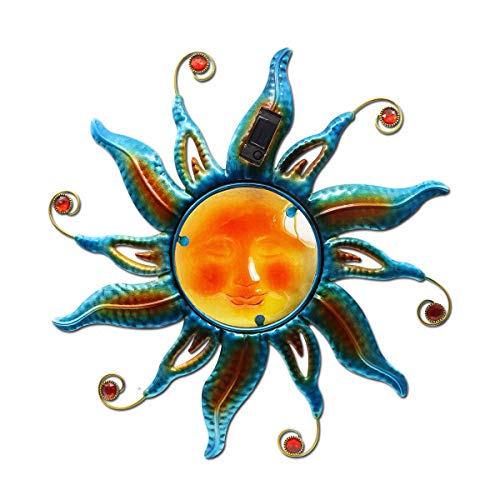 Goodeco 18" Outdoor Metal Wall Art - Smiling Sun Face with Solar LED Lights