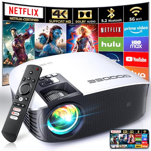 GooDee Smart Projector with 5G WIFI and Bluetooth