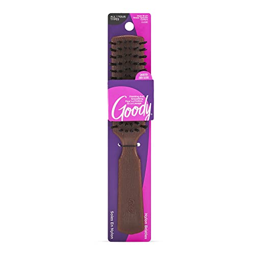 Goody Styling Essentials Hairbrush – Plastic Woodgrain and Synthetic Boar Bristles Leave Hair Shiny And Smooth For All Wet And Dry Hair Types - Hair Accessories For Women, Men, Boys, and Girls