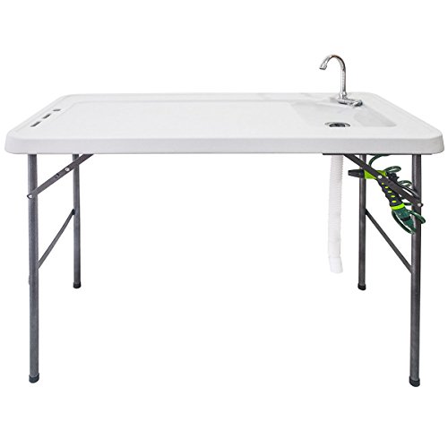 Goplus Folding Fish Cleaning Table with Sink and Spray Nozzle