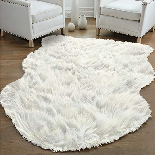 Gorilla Grip Fluffy Faux Fur Area Rug, 5x7, Rubber Backing