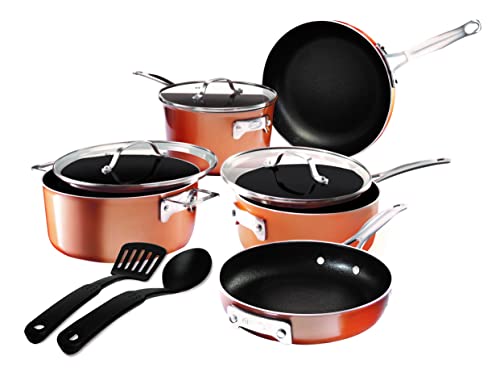 CAROTE Pots and Pans Set Non Stick, 16Pcs Kitchen Cookware Set, Stackable  Induction Cookware, Pot and Pan set, Pans for Cooking, Taupe Granite