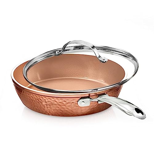 Gotham Steel Hammered Copper 10" Nonstick Fry Pan with Lid