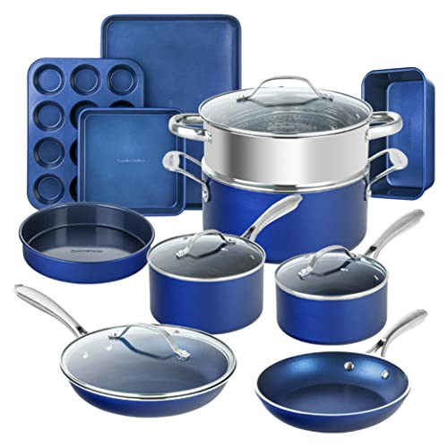 Granitestone Nonstick Cookware Set, 15 Pc, Blue