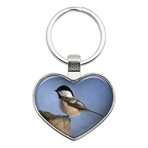 GRAPHICS & MORE Black-Capped Chickadee Songbird Bird Keychain Heart Love Metal Key Chain Ring