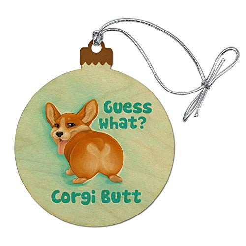 GRAPHICS & MORE Guess What Corgi Butt Funny Joke Wood Christmas Tree Holiday Ornament