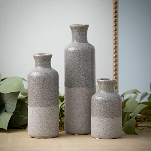 Gray Ceramic Vase Set - Farmhouse Home Decor
