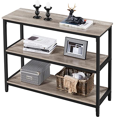 Gray Entryway Table with Storage Shelves