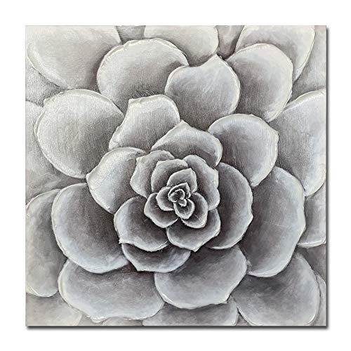 Gray White Succulent Painting
