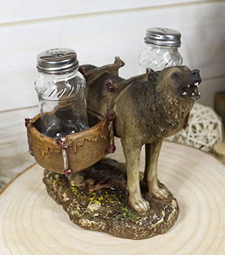 Gray Wolf Spice Shaker Holder Figurine - Kitchen Organizer