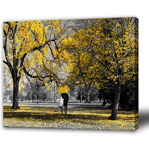 Gray Yellow Wall Art Fall Canvas Prints